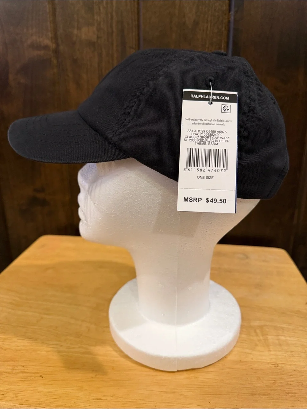 Polo by Ralph Lauren Black Baseball Cap with Red Pony Logo